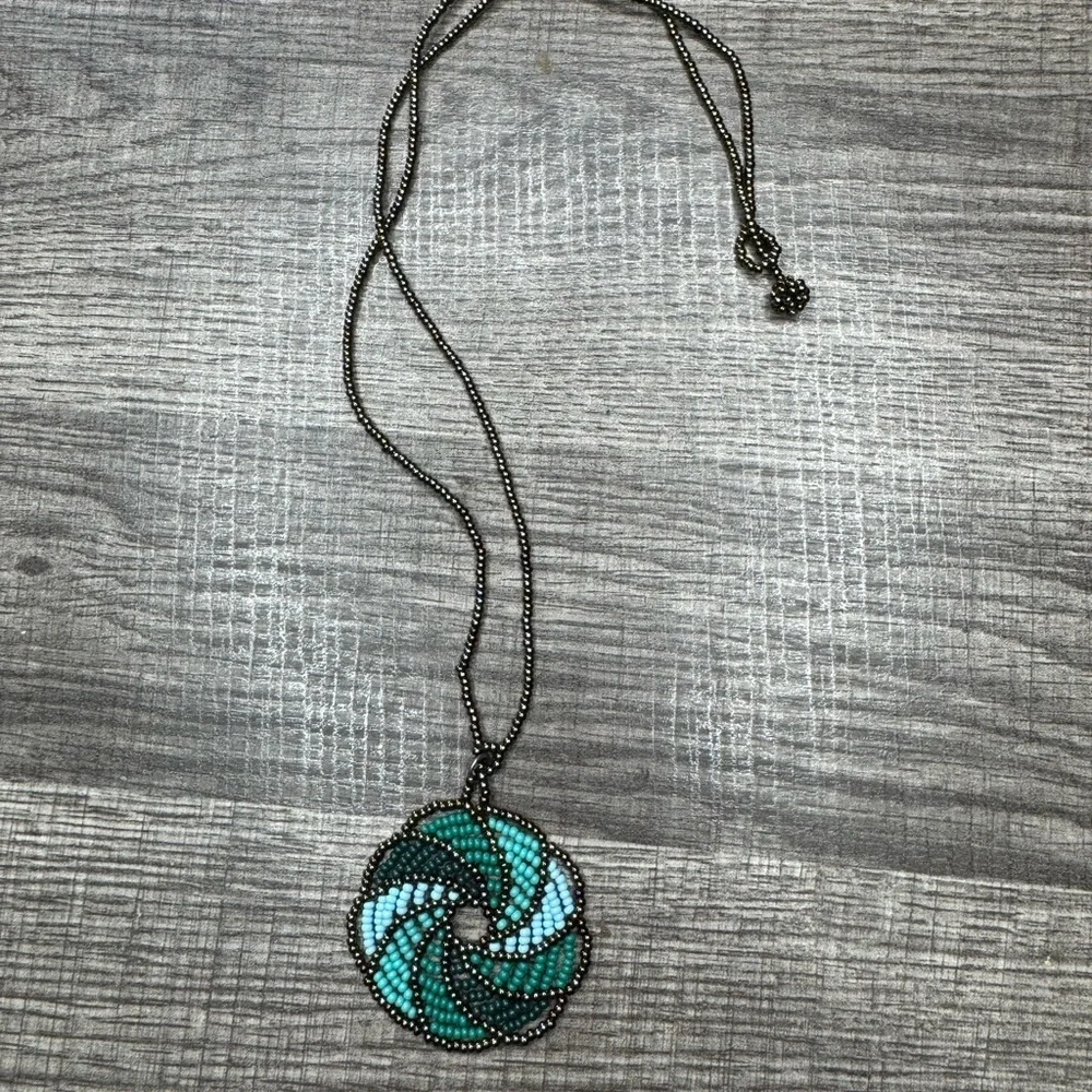 Handmade Elegant Turquoise and Silver Swirl Pendant Necklace